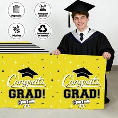 7-Pack Graduation Party Decorations Set, 3 54×108 inches, Yellow
