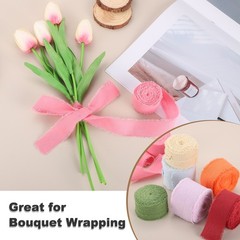 1-1/2 Inch Cotton Ribbon, 3 Roll Total 21 Yard Frayed Fringe Ribbon, Burgundy