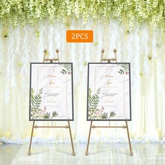 2pcs Golden Wedding Easel Stand Art Exhibition Show Gold Frame Display Stand