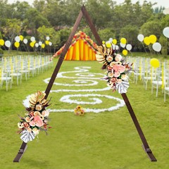 Wood Triangle Wedding Backdrop Arch 8.2ft x 6.9ft Rustic Floral Stand