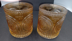 Kate Aspen Retro Arch Amber Drinking Glasses Set of 2-10oz Vintage