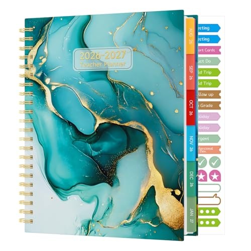 Teacher Planner 2026-2027, A4 ( 8.5*11.5″ ) Marble-B ( 08/2026 -07/2027 )