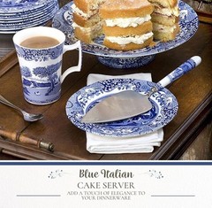 Spode Blue Italian Cake Server Knife with Porcelain Handle, 10″ – Blue White