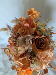 Rustic Orange Bridal Cascade Bouquet Artificial Silk Flowers