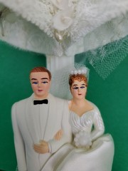 Vintage Wedding Cake Topper, Bride & Groom, Venice CA USA 1959 Coast Novelty Mfg