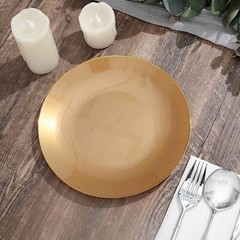 GOLD 10 Glossy 8″ Round Plastic Salad PLATES Gold Rim Party Events Decorations