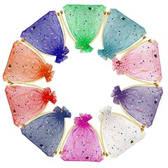 SUMAJU Moon Star Organza Bags | 100 PC Gift Pouches | 2.7×3.5 Inch