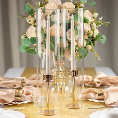 2 Clear 14″ Cylinder Glass Hurricane Candle Holder Shades Party Events Supplies