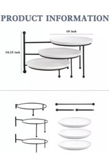Kanwone 3 Tiered Serving Stand with White Porcelain Plates, 10 Inch,