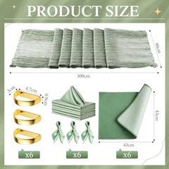 19 Pcs Sage Green Table Runner Sets, 6 Placemats 6 Square Napkins with Napkin