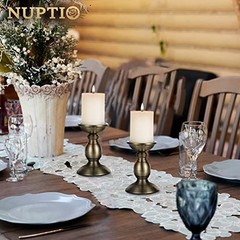 2 Pcs Iron Pillar Candle Holders, Most Ideal for 3″ Pillar Candle, 2 x S Bronze