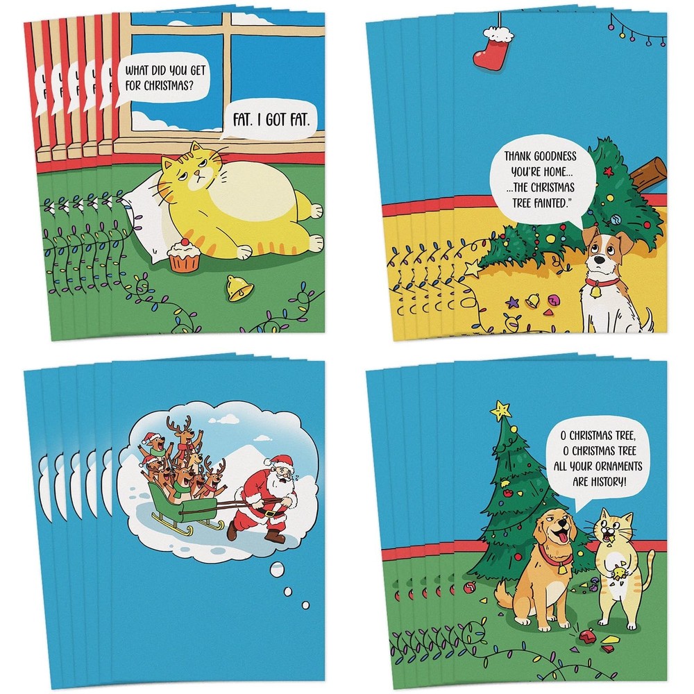 FLYAB Funny Christmas Cards Boxed – 24 Assorted Christmas Cards with Envelope…