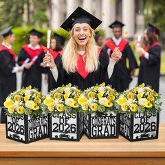 Graduation Table Centerpieces Boxes 2026 Congrats Grad Decor small, Black