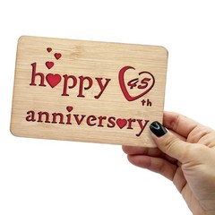 Wooden 45th Anniversary Card,Handmade Wedding Anniversary Greeting Cards,45th…