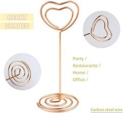 10 Pcs Heart Shaped Table Number Stand and Place Card Holder – Mini Wire Picture