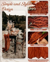 Terracotta Cheesecloth Table Runner 10 Ft 1 Pcs Gauze Table Runner 120″ x 35″