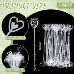 500 Pcs Clear Heart Shaped Floral Picks – Wedding Place Card Holders Clips, 9