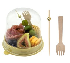 Charcuterie Dome Containers Cups with Mini Wooden Forks for Food Favor Dessert