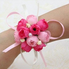 4Pcs Reusable Party Wrist Flower Brooch Rosy Wedding Decoration