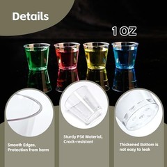 Shot Glasses, 500 Counts 1OZ. Disposable Plastic, Clear, Clear-1OZ-500Counts