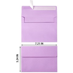50 Pack 5 x 7 Envelopes Colored Self Seal for Wedding, One Size, Light Purple
