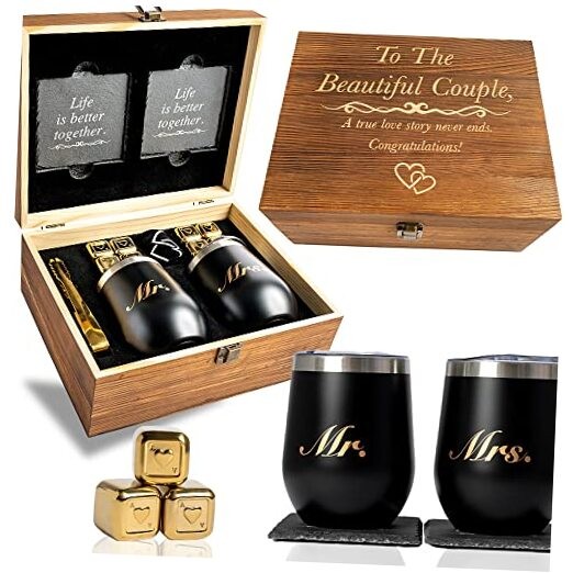 Unique Gifts for Couples – Engagement Wine Tumbler Gift Set – ‘To The 1
