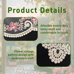 2Pcs Oval Embroidered Retro Lace Placemats for Home 14.6 X 9.8 Inch Beige