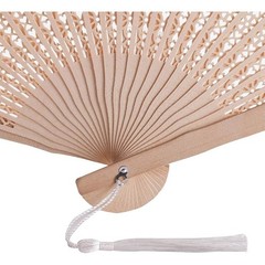 50 Pcs Sandalwood Hand Fans Wedding Favors W/ Organza Bags & Thank You Tags New