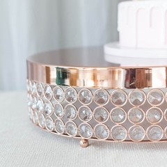 1 Tier ROSE GOLD METAL 13.5″ Cake Stand Crystal Beads Cupcake Wedding Dessert