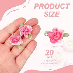 20 Pcs Ribbon Flowers 1.2 in Fabric Flowers Satin Ribbon Pink/Light Pink