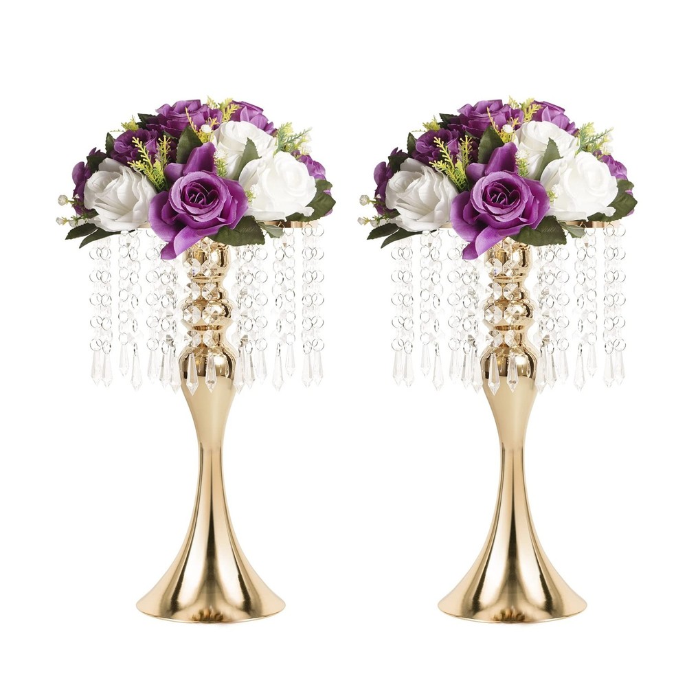 Wedding Centerpieces for Tables, 12.99in Metal Gold Vases S×2pcs,