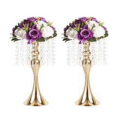 Wedding Centerpieces for Tables, 12.99in Metal Gold Vases S×2pcs,