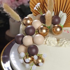 25 ASSORTED Palm Leaves Flower Ball Boho CAKE TOPPERS Decoration Set Events