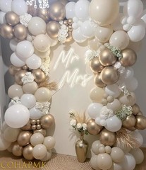 White Sand Gold Balloon Garland Arch kit 144pcs Beige Nude