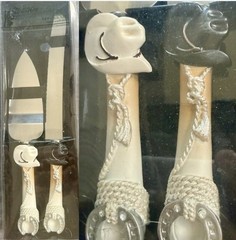 VINTAGE WESTERN WEDDING THEMED 2 Pc. CAKE SERVER SET~NEW