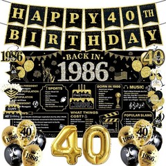 70th Birthday Decorations for Men – Black Gold Party Supplies Set
