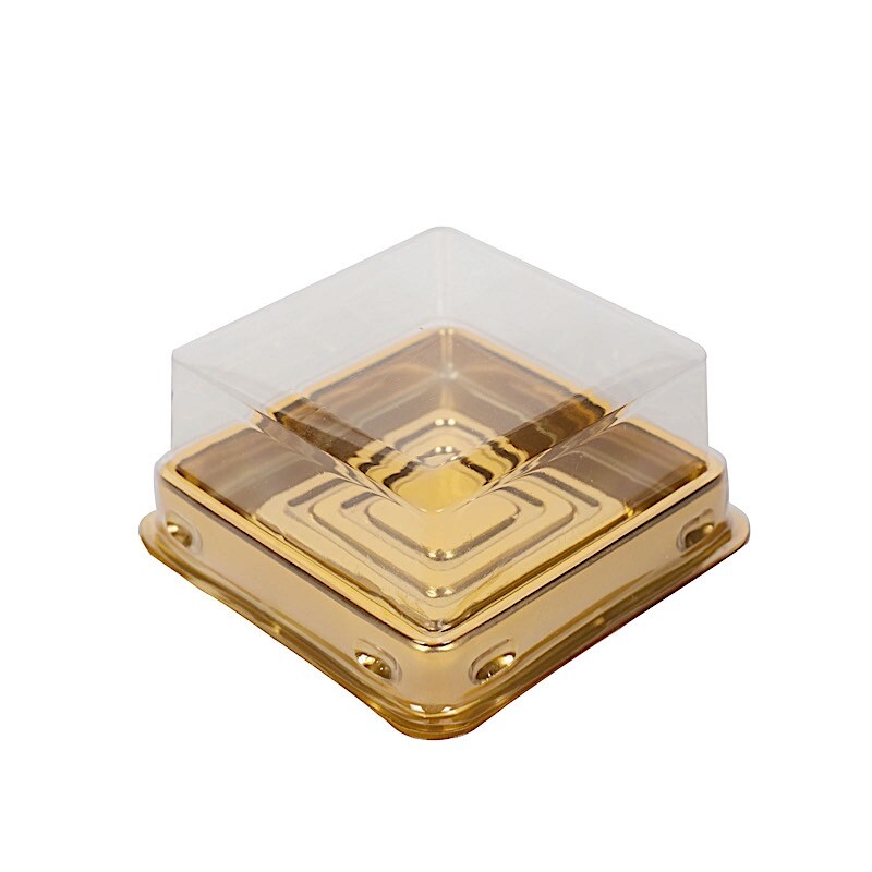 50 Square 3″ Gold clear Mini Cupcake Boxes Dome Plastic Favor Holders Events