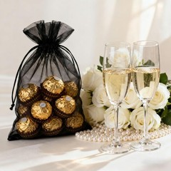 100PCS Black Organza Bags 4×6 for Elegant Gifts – Versatile Drawstring Pouches