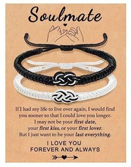 Matching Bracelets for Couples Anniversary Couple Gift Soulmate(White & Black)