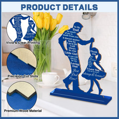 Fathers Day Table Decorations, 4 Pcs Happy Father Day Wooden Table Centerpiece f