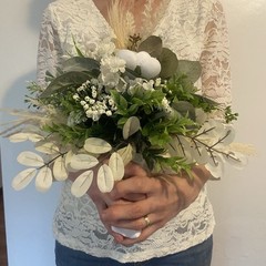 Beautiful Bridal Wedding Bouquet Lovely Budget Friendly Faux Florals White Green