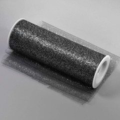 Decorative Glitter Tulle, Roll/Spool of 6 Inches X 10 Yards, Polyester-Made Tull