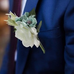 Jackcsale Boutonniere Brooch Flower Bridegroom Groom Men’s Boutineer with Pin