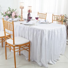 Wedding Linens Inc. 6 FT Crushed Crinkle Taffeta Tablecloth Table With Skirts