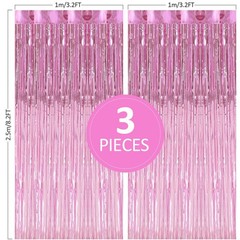 TenLaitech Curtain Pink Foil Backdrop, 3 PCS 3.3 x 9.9 ft, for Galentines Day…