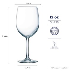 Luminarc 12 oz. Alto Clear Glass Wine Goblets 12 Piece Set