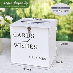 White Acrylic Wedding Card Box with Lock Large DIY Card Holder for Reception