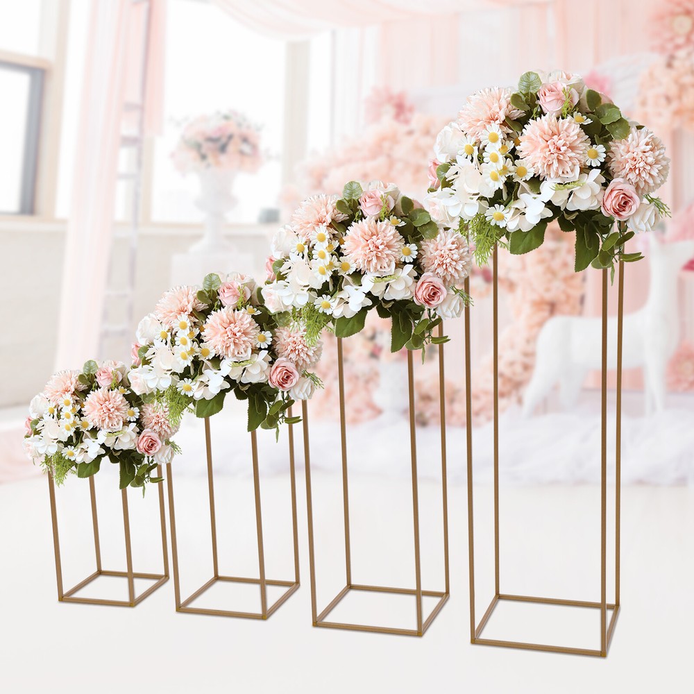 Gold Flower Stands DIY Metal Flower Stands 4 PCS Steel and Plastic Set