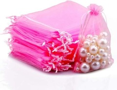G2PLUS Organza Bags 5×7 Inches, 100PCS PINK Organza Gift Bags with Drawstring,