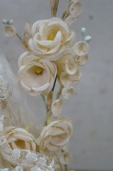 Mid Century 1950s Bride & Groom Marriage Wedding Cake Topper Arch 11″